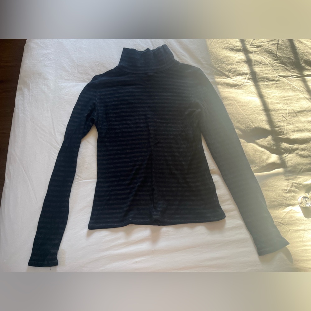 Rag & Bone Stripped Black Turtleneck Sweater